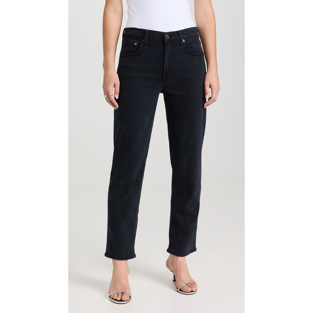Agolde Jeans Kye Mid Rise Straight Crop Pepper Black 27